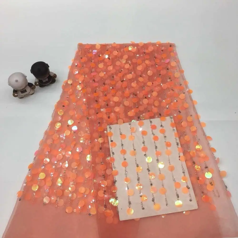 

Madison High Quality Nigerian Net Lace Sequins/Beads Fabrics African Lace Fabric French Tulle Lace for Party Wedding Dress