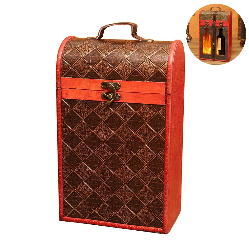 Европейский винный шкаф ретро двойной Винтаж подкладка деревянная коробка