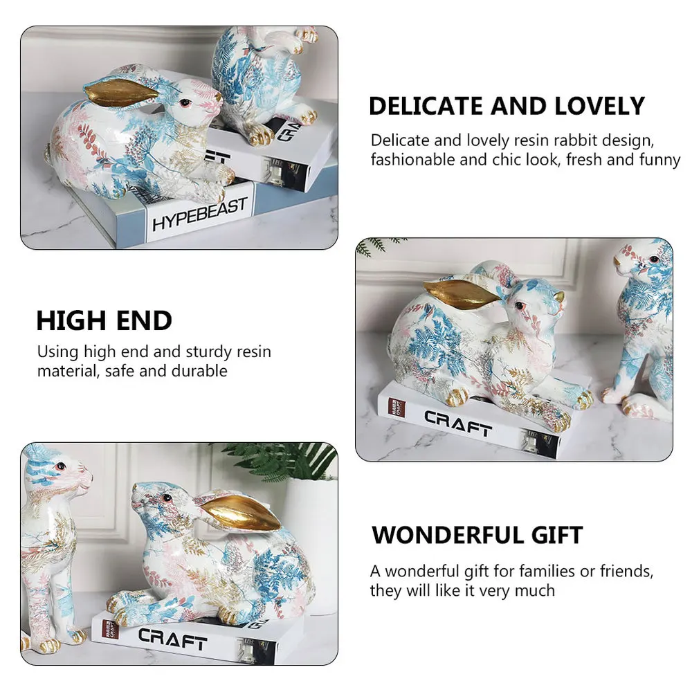 

1pc Rabbit Ornament Resin Rabbit Adornment Desktop Decoration (Assorted Color)