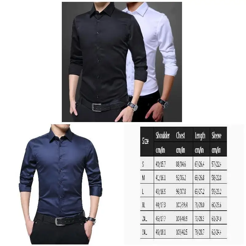 

Shirts Men Long Sleeve Shirts Slim Fit Solid Business Formal Shirts for Autumn Casual Shirt Button Camisa Masculina Plus Size