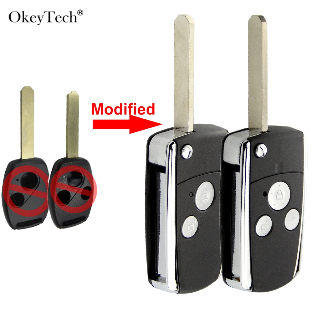 Okeytech 2/3 кнопки модифицированный Флип складной пульт дистанционного ключа для Honda