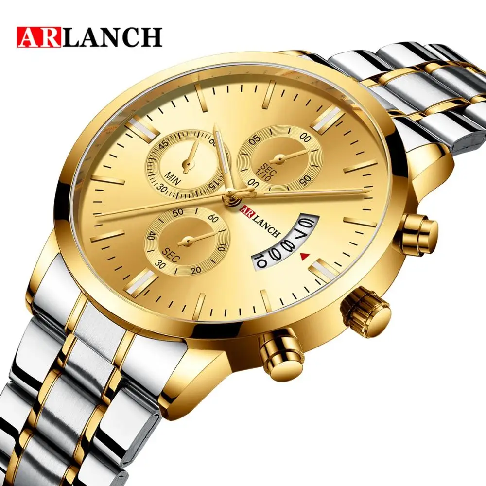 ARLANCH коричневые мужские часы Лидирующий бренд Роскошные деловые кожаные