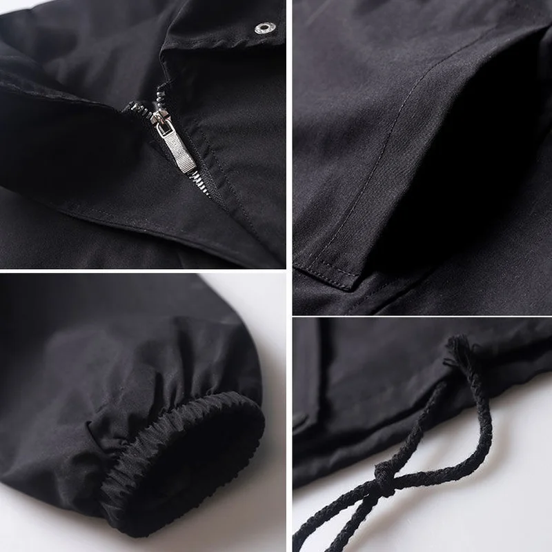 

Jackets Women Oversize Ins Trendy Loose Simple Drawstring Casual Cargo Harajuku Outwear Girls Daily Hip-hop Ulzzang Zipper Chic