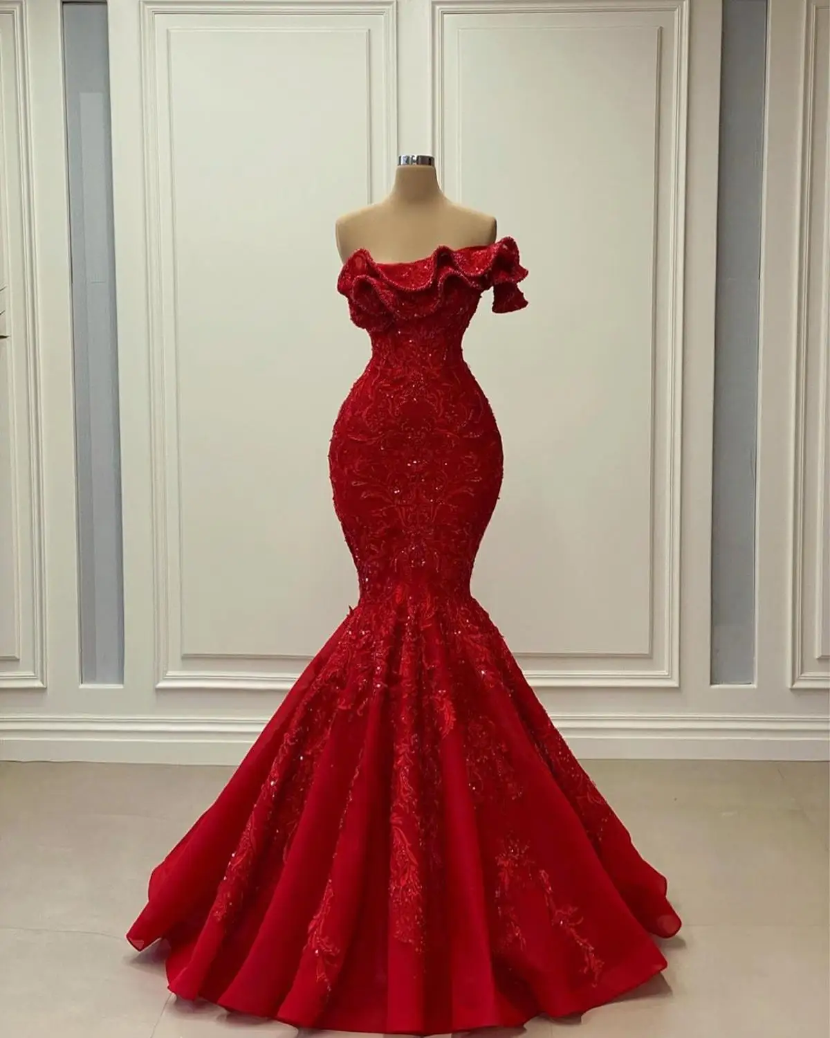 Luxury Beading Crystal Long Evening Dresses Long Sleeves Mermaid Sexy Special Occasion Dress Custom Made Party Gowns