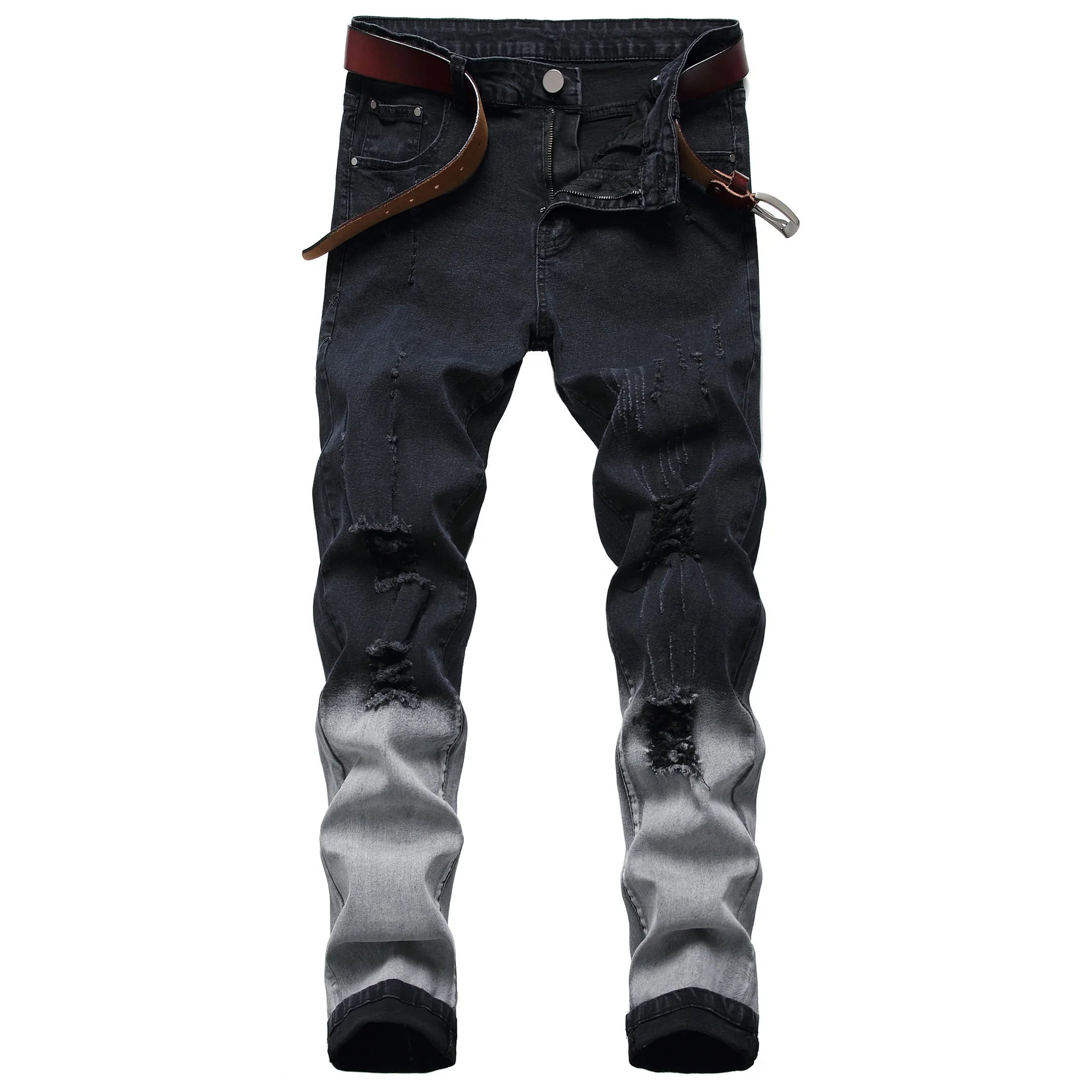 

New Men's Ripped Skinny Jeans Slim Fit Mens Black Denim Trousers Casual Fashion Male Pencil Pants Hommes Straight Diesel Jeans