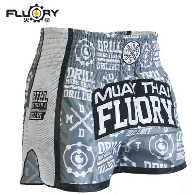 Muay Thai боевые кикбоксинг шорты с вышивкой Fluory MuayThai плавки унисекс