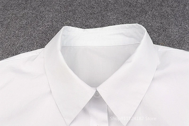 

2021 European and American Summer New Products Hot Style Lapel Buttoned Stitching Pleated Short-Sleeved Bottoming Shirt Women