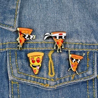 funny pizza man enamel pins badges sunglasses heart eye brooches custom pastel lapel pin denim shirt cartoon food jewelry gift