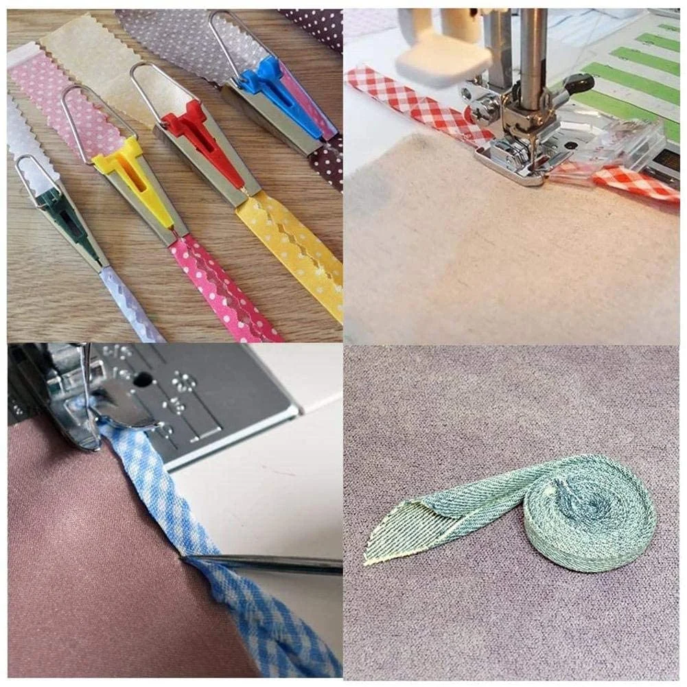 

Durable Sewing Tool New Fabric Bias Binding Tape Maker Kit Binder Foot Clips Wooden Awl Pins Set Quilting Patchwork Tools