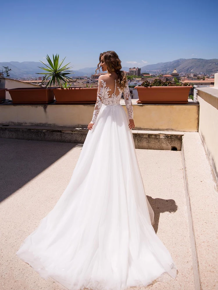 

Hi Shy Bride New simple wedding dress backless sleeveless design chiffon lace bride dresses princess dress plus size tailor-made