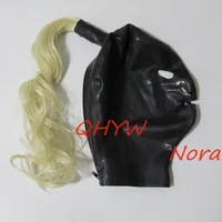 sexy exotic lingerie latex rubber face mask hoods hood with wigs party club fetish love live cosplay kakegurui