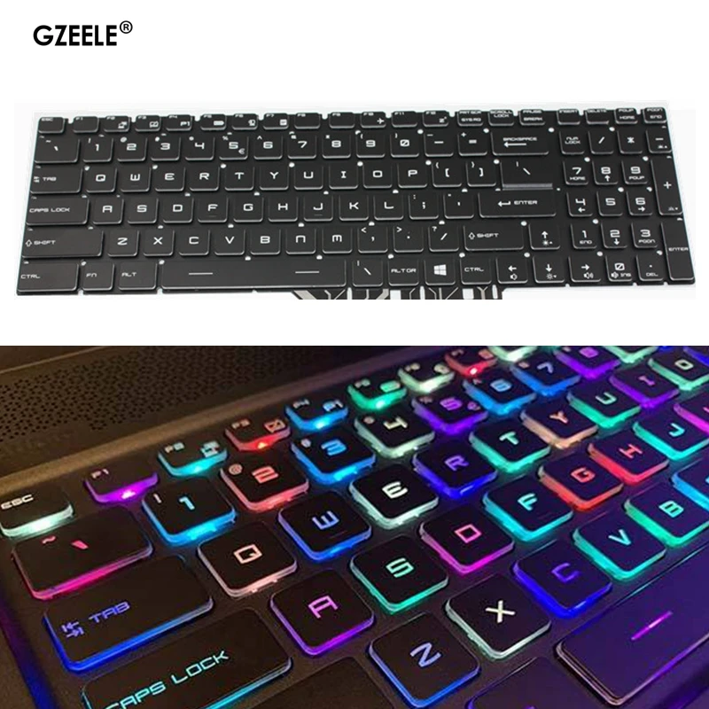 Полноцветная английская клавиатура с RGB подсветкой для MSI GE65 9SE GE75 Raider 8RE 8RF 8SE 8SF 8SG