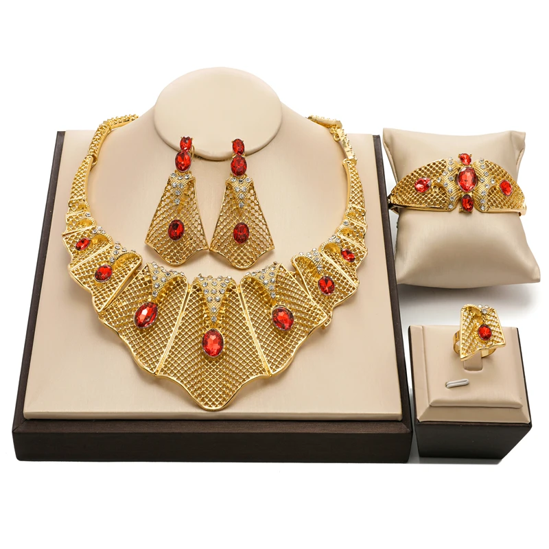 

dubai gold colorful Brand jewelry set Wholesale 2021 Nigerian women Wedding jewelry set fashion african bridal jewelry set
