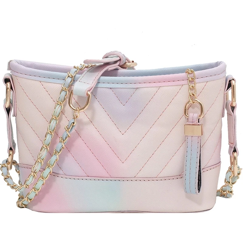 Женская сумка через плечо с V-образным вырезом из искусственной кожи градиентная