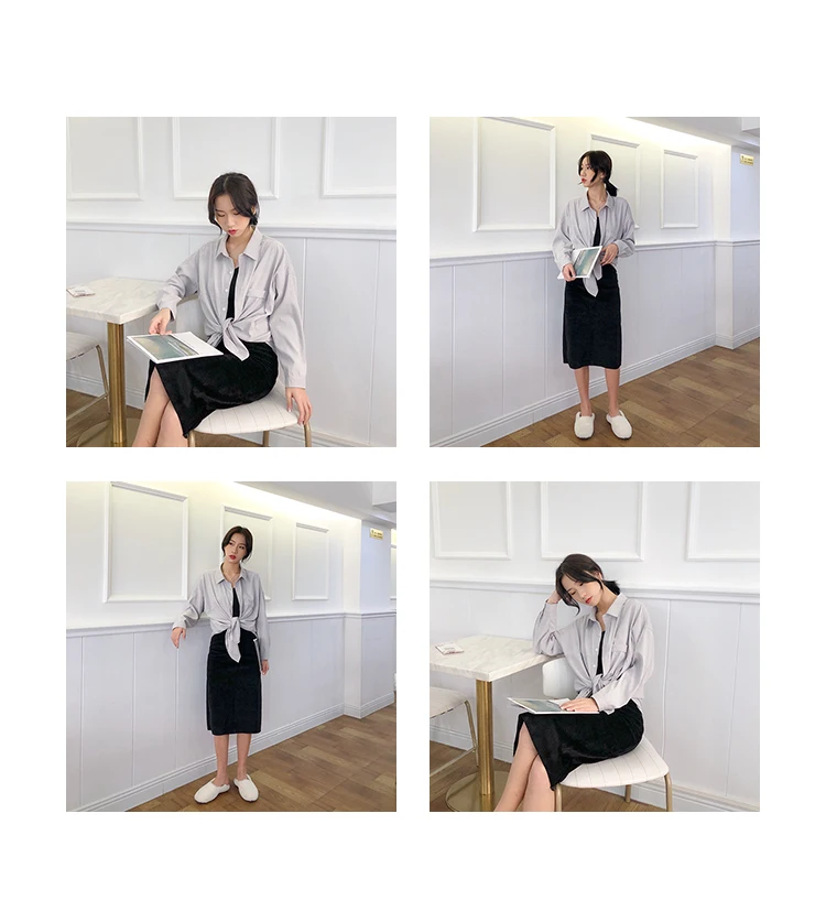 Модные свободные однотонные женские рубашки Blusas Mujer De Moda Весна Осень Новые темно-зеленые женские блузки с длинным рукавом Топы 6720 50