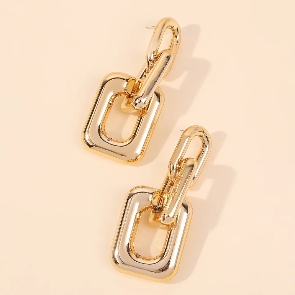 

Metallic Aesthetic Temperament Earrings French Simple Cold Wind Exaggerated Geometric Retro Best gift Jewelry E8874