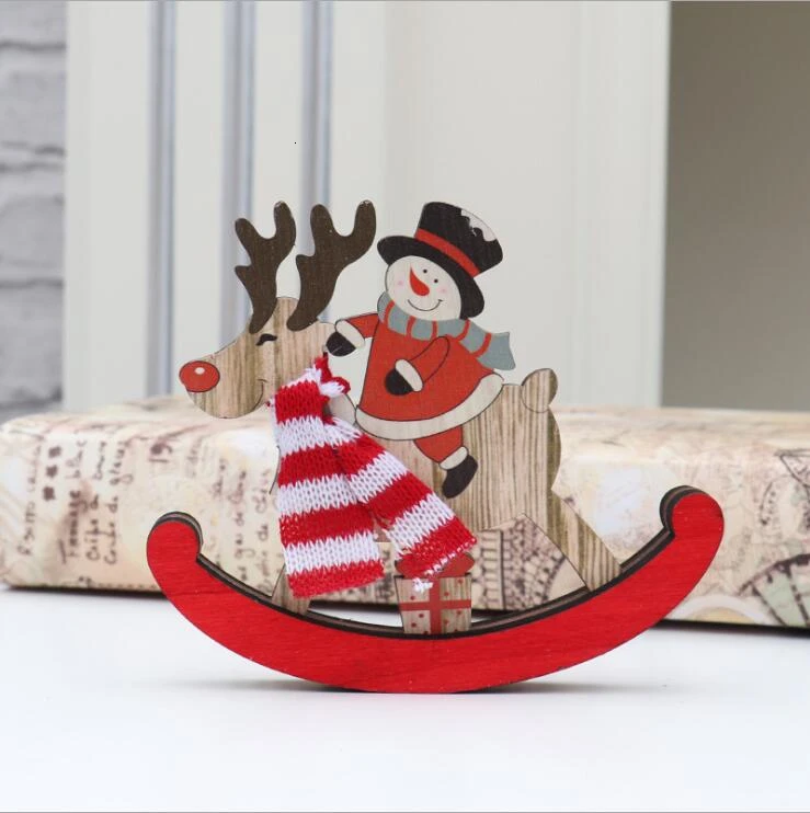 Snowman 1 шт. Деревянные Подвески в форме рождественской елки DIY Санта-Клаус/Снеговик, Рождественская елка, олень, украшения для рождественской вечеринки, детский подарок - Цвет: Snowman