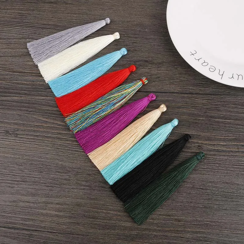 

90mm Length 5/10pcs Imitation Silk Long Tassel Charm Pendant Drop Dangle Earring Tassels For DIY Jewelry Making Accessory