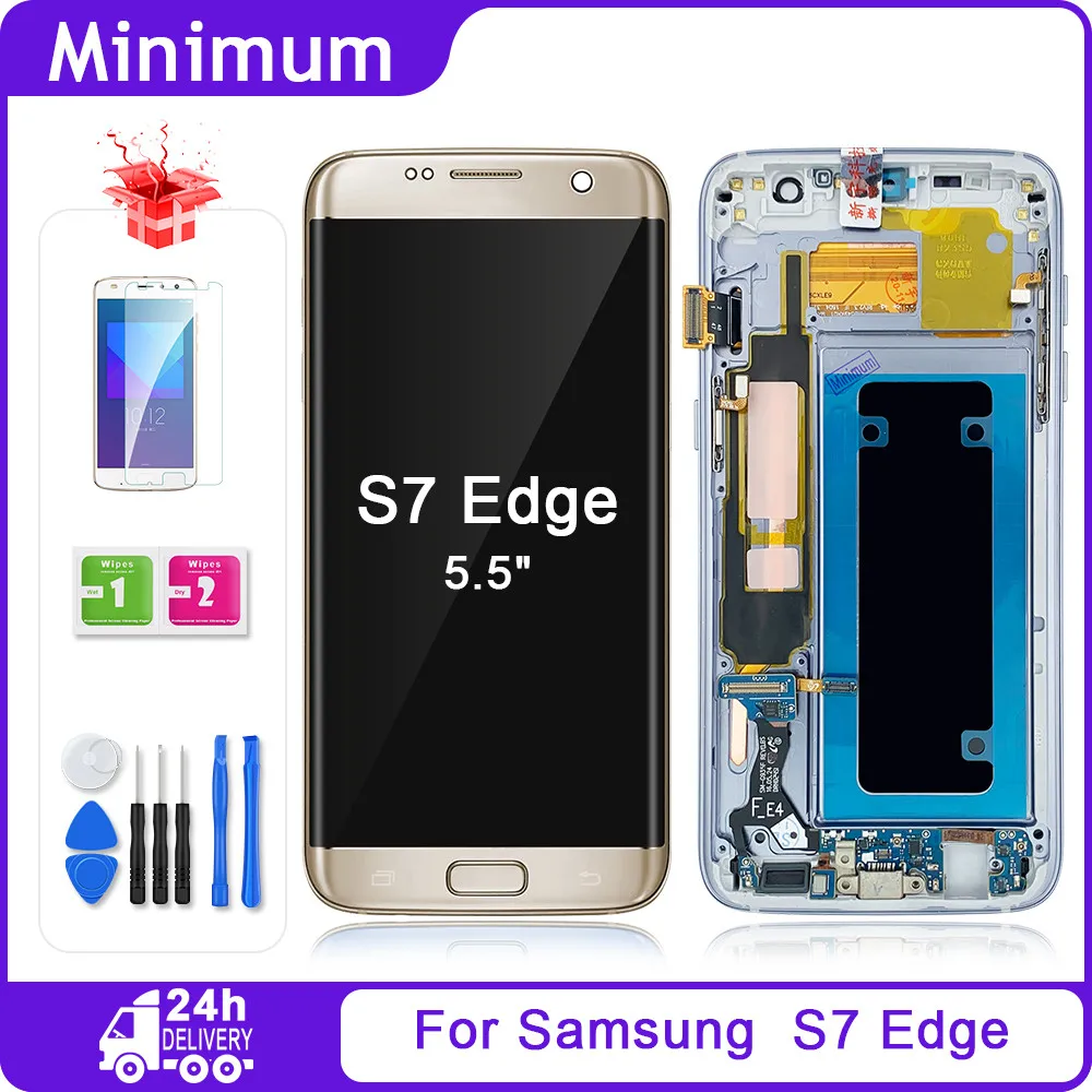 5 &quotSuper AMOLED для Samsung Galaxy S7 Edge ЖК-дисплей сенсорный экран с рамкой G935 G935F SM-G935FD |