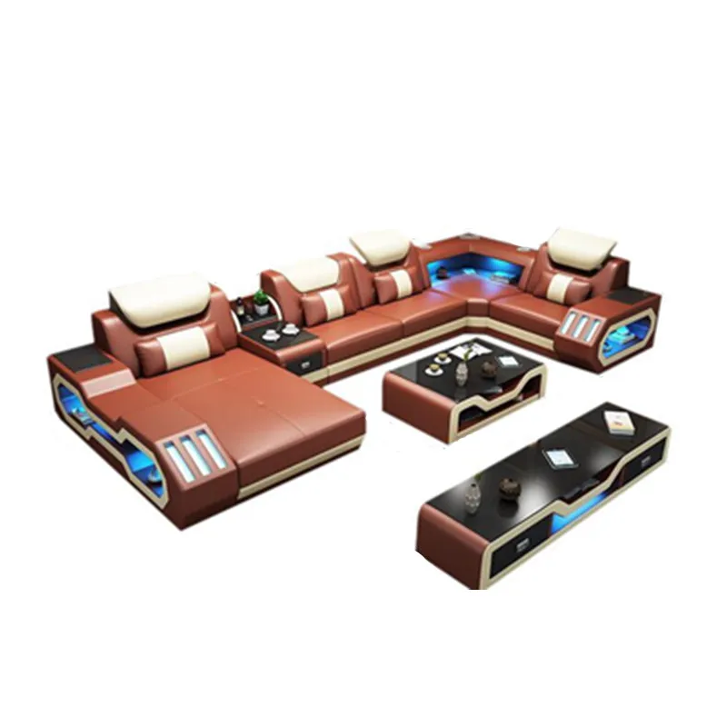 Большой белый кожаный современный угловой диван нового дизайна | Мебель