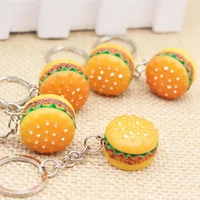 new creativity small hamburg pendant keychain simulation food cute for car keys christmas gifts for men women holiday accessiry
