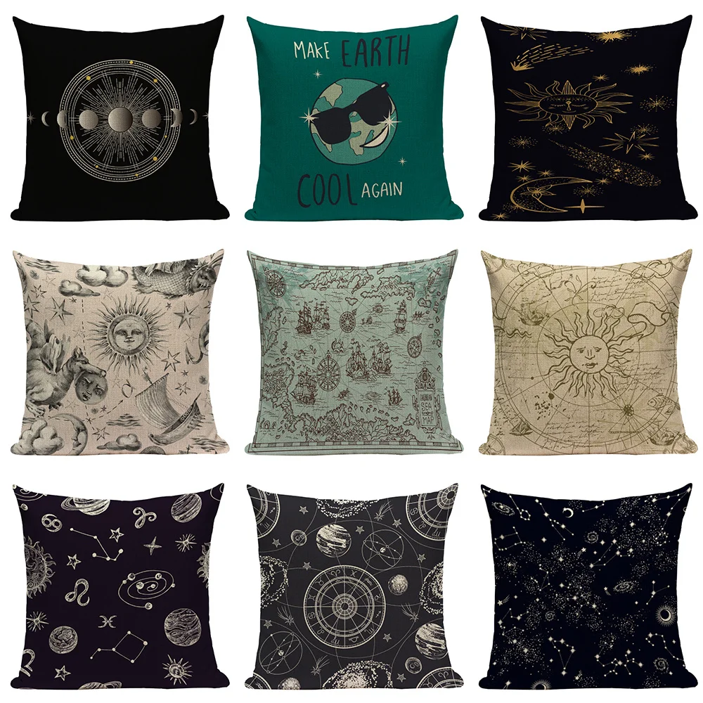 Декоративные подушки Sun Moon чехол Мандала Цветы геометрические Чехол молочный