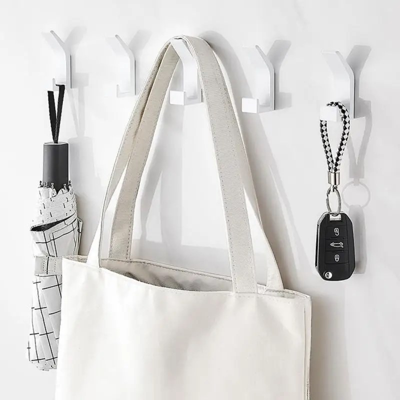 

No Punching Bathroom Simple Space Aluminum Hook Door Back Coat Hook No Punching Strong Viscose Traceless Hook Rounded Corner