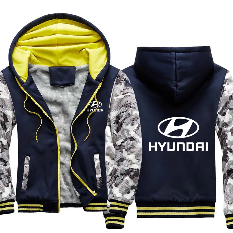 

NEW winter Thicken Mens jackets Hyundai Car Logo Winter Casual Sport Jacket Warm Wool Cotton High Quality Mens Zipper hoodie