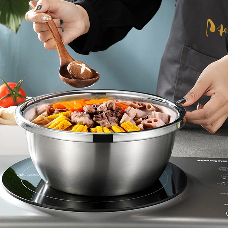 Миска для смешивания из нержавеющей стали 304 (5 комплектов) нескользящая миска