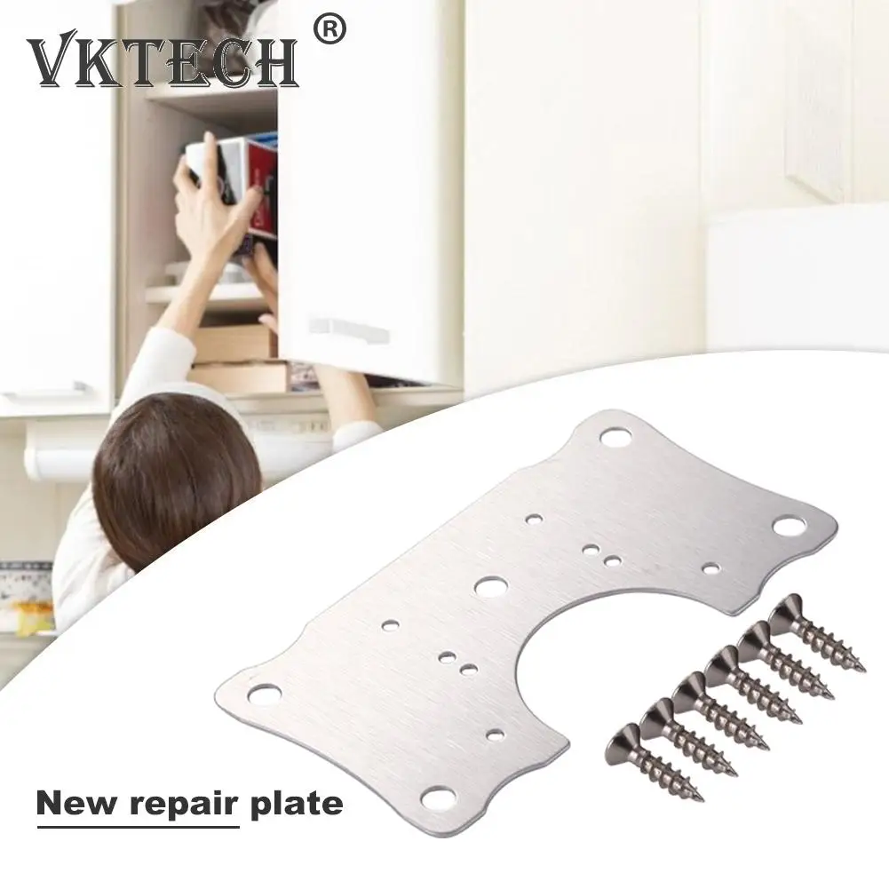 

Hinge Repair Plate with Mounting Screws Set Cabinet Cupboard Furniture Drawer Window Mounting Stainless Steel Plate Installer