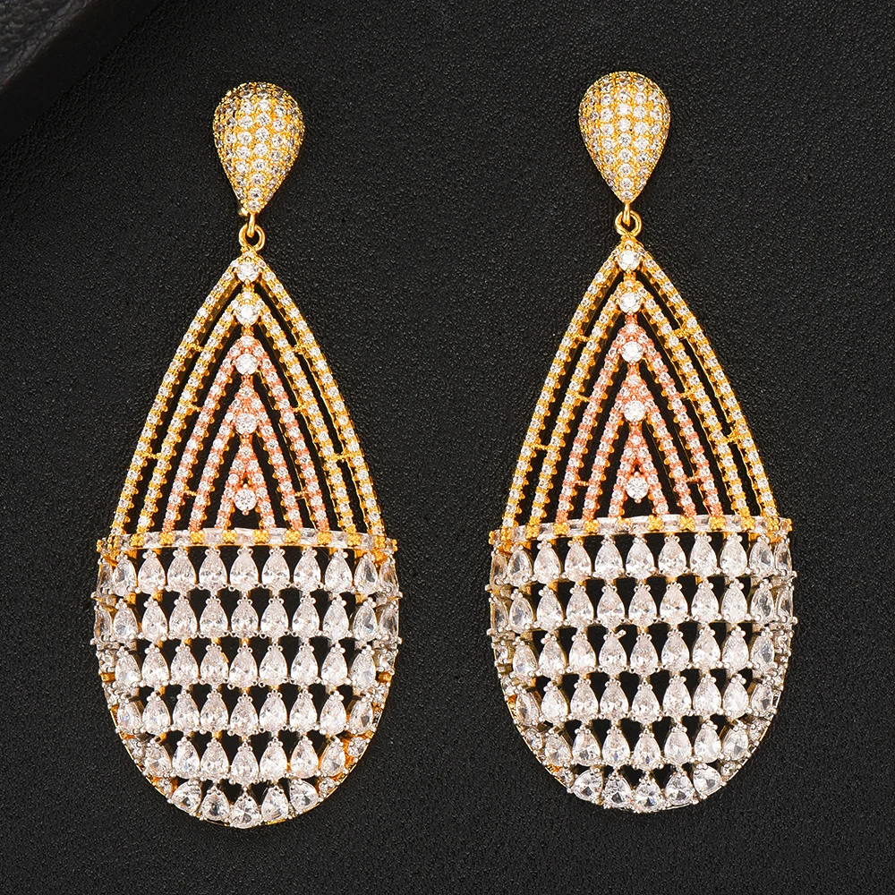 

Siscathy 2019 Fashion Jewelry Charms Statement Water Drop Dangle Earrings For Women Luxury Mirco Paved CZ Cubic Zircon Earrings