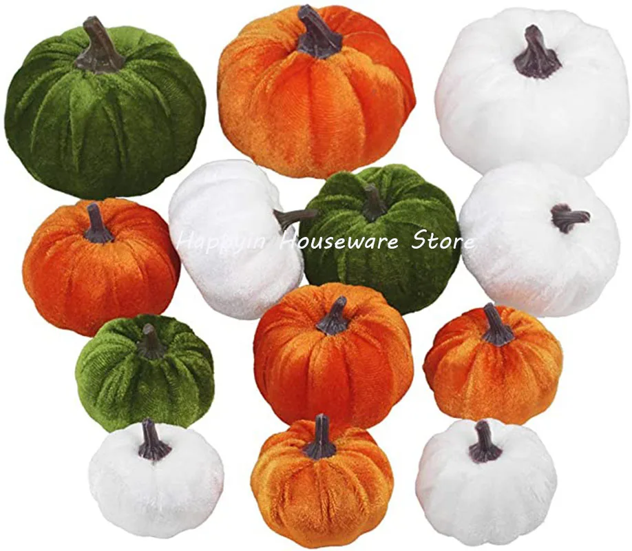 

6PC/SET Handmade Velvet Pumpkins Decor Super Soft Stuffed Pumpkin with Exquisite Craftsmanship for Fall Halloween Decor Droship