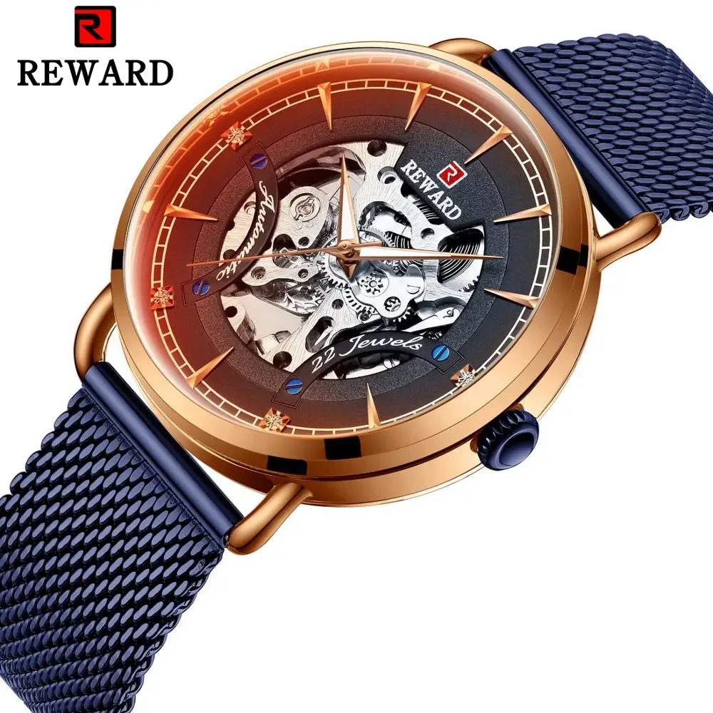 

REWARD Gold Automatic Mechanical Watches Colorful mirror Waterproof Watch Men Top Luxury Brand Male Mechanical Tourbillon