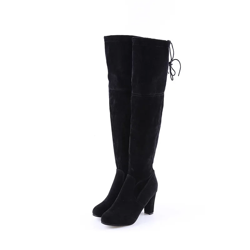 

Over Knee Winter Boots Women Warm High Heel Suede Shoes