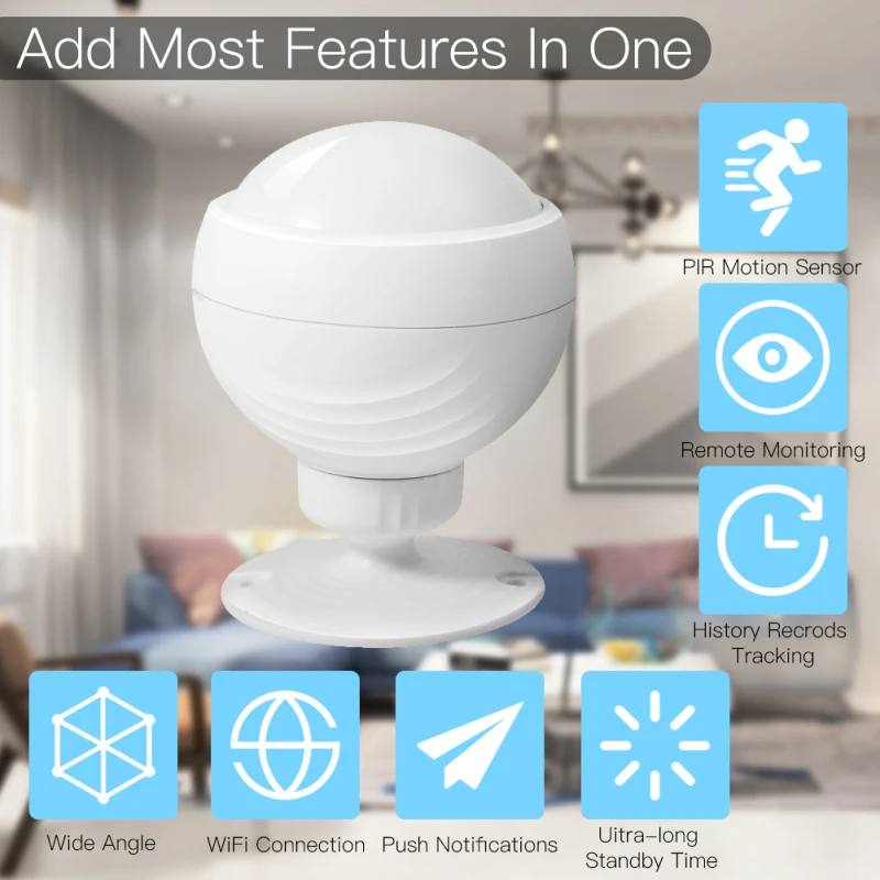 

WiFi Smart Motion Sensor PIR Motion Sensor tuya/Smart LED Blub Light life APP For Alexa Google