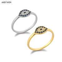 andywen 925 sterling silver gold blue devil eye lucky ring women slim luxury zircon pave women fashion fine jewelry gift rock