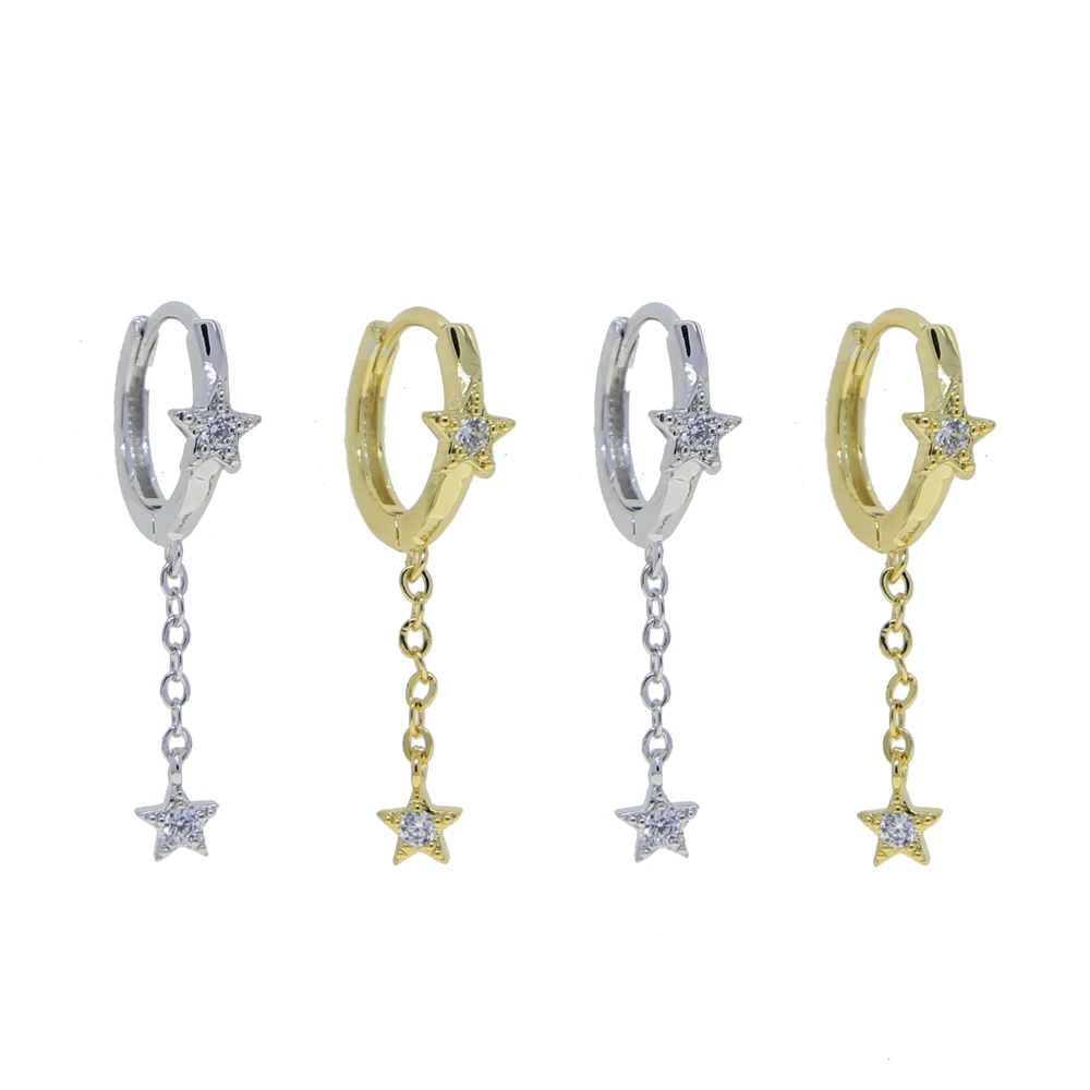 Серьги-подвески женские с фианитами очаровательные Висячие Ювелирные украшения