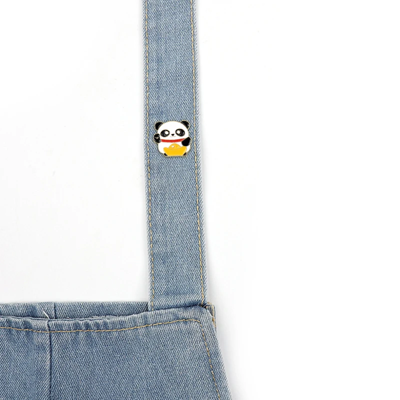 Панда кто любит деньги шпильки и броши джинсовая сумка со значком эмаль на