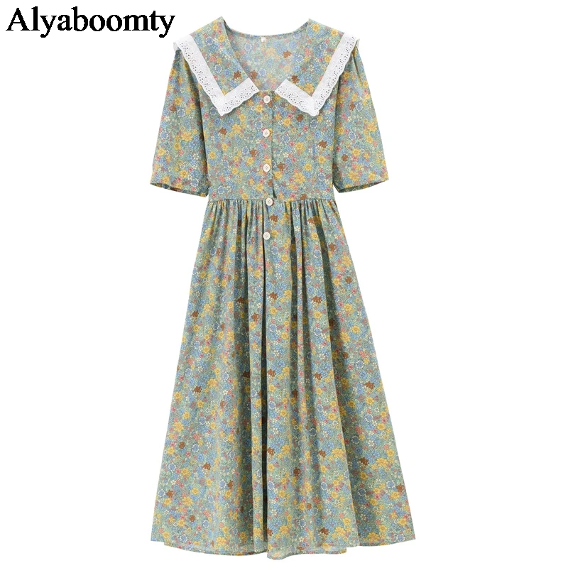 

Mori Girl Summer Women Floral Midi Dress