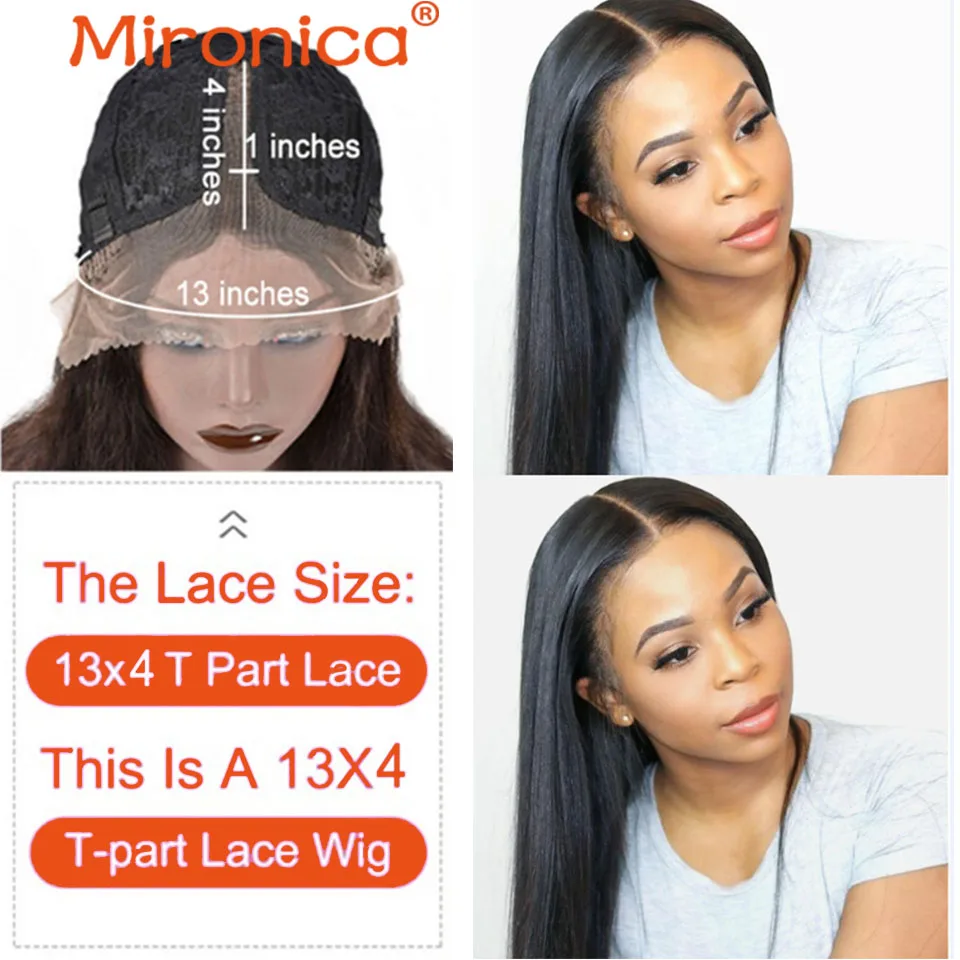 

Mironica Straight Lace Front Human Hair Wigs T Part 13X4 Straight Lace Front Wig Brazilian Lace Wigs With Baby Hair Remy Hair