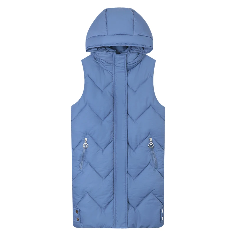 Жилет женский хлопковый утепленный без рукавов с капюшоном G536 для осени и зимы 2019