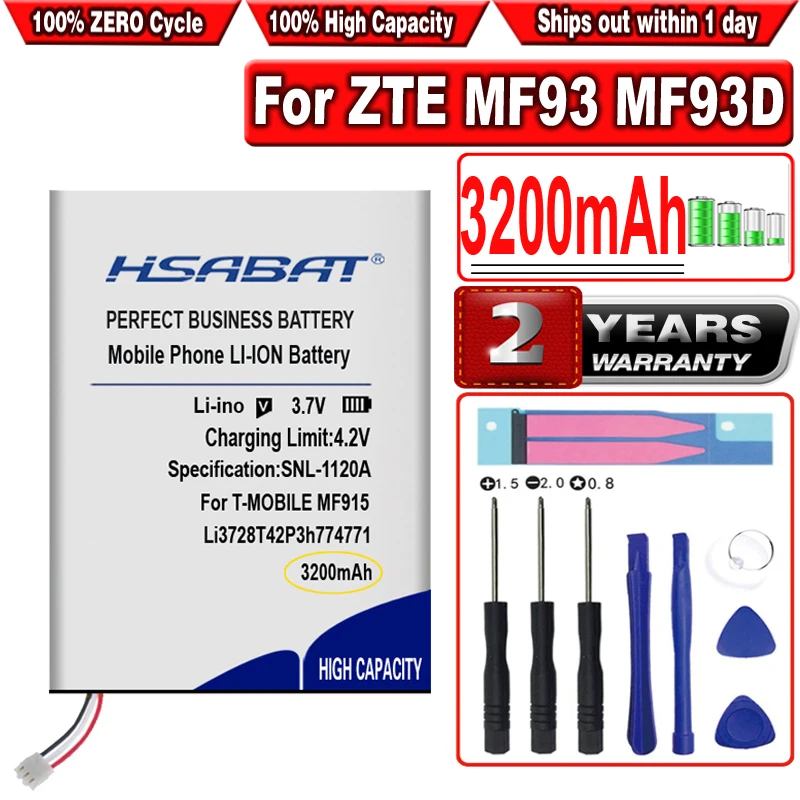 

Аккумулятор HSABAT 3200 мА · ч Li3728T42P3h774771 для ZTE MF93 MF93D MF915 MF93E