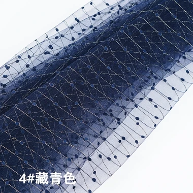4 dark blue Высококачественная сетчатая Тюлевая кружевная ткань в полоску с люрексом для модельера T7861 - Цвет: 4 dark blue