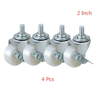 4 pcslot m8m10 2 inch universal wheel white pp screw caster with brake plastic small shopping cart
