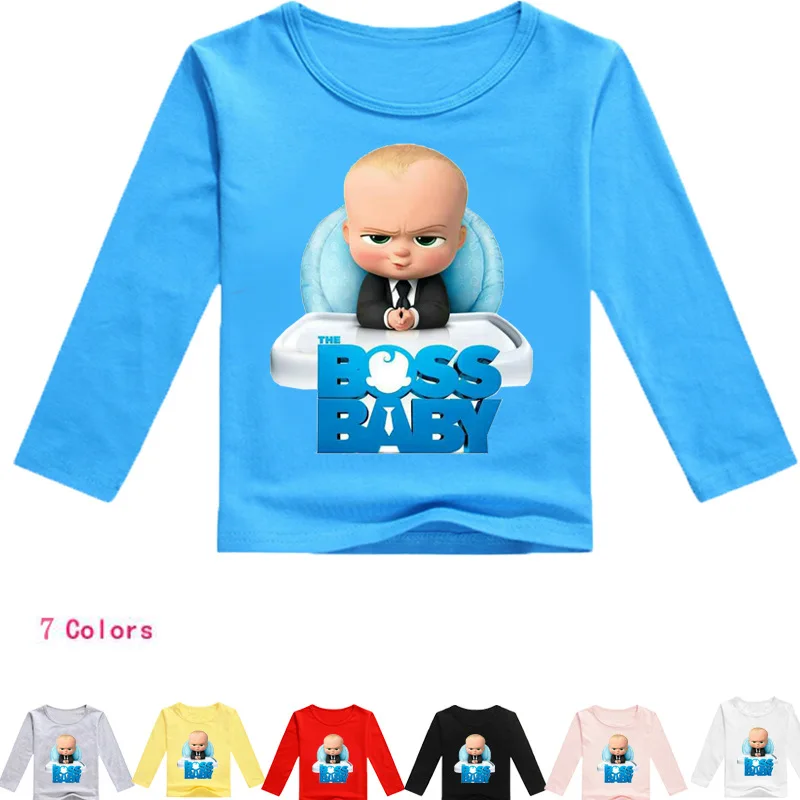 2-16Y Funny Baby Boss Clothes Boys Long Sleeve Tops Teenage T Shirt Cute Girl T-shirts Kids Teen Fashion Causal |