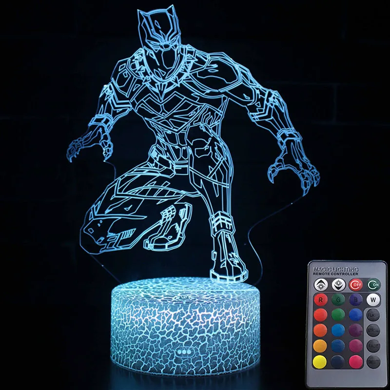 Железный человек фигурка 3D Иллюзия светодиодный ночной Светильник s Мстители завершающей светильник вверх "Человек-паук" фигура Халка маска Железного человека модель игрушки - Цвет: MY237-CRACK16-RC