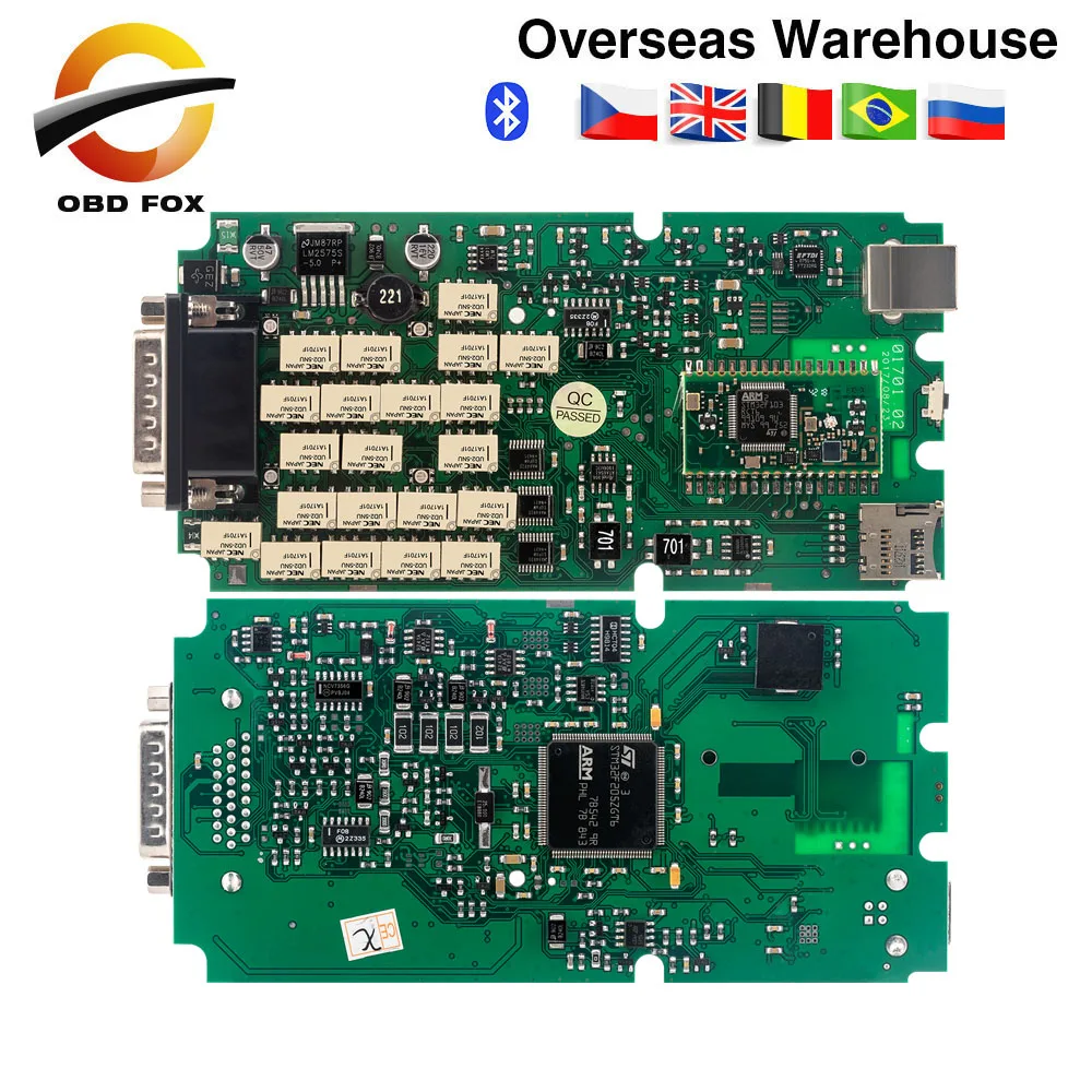 Один зеленый PCB CDP tcs pro многоязычный multidiag pro с bluetooth V2016R1 tcs pro obd2 диагностический инструмент