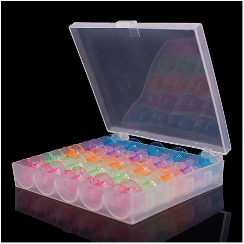 25 Bobbins with Box 25 шт./компл. пустые катушки для швейных машин красочный пластиковый чехол Коробка для хранения рукоделие инструмент Аксессуары для шитья - Цвет: 25 Bobbins with Box