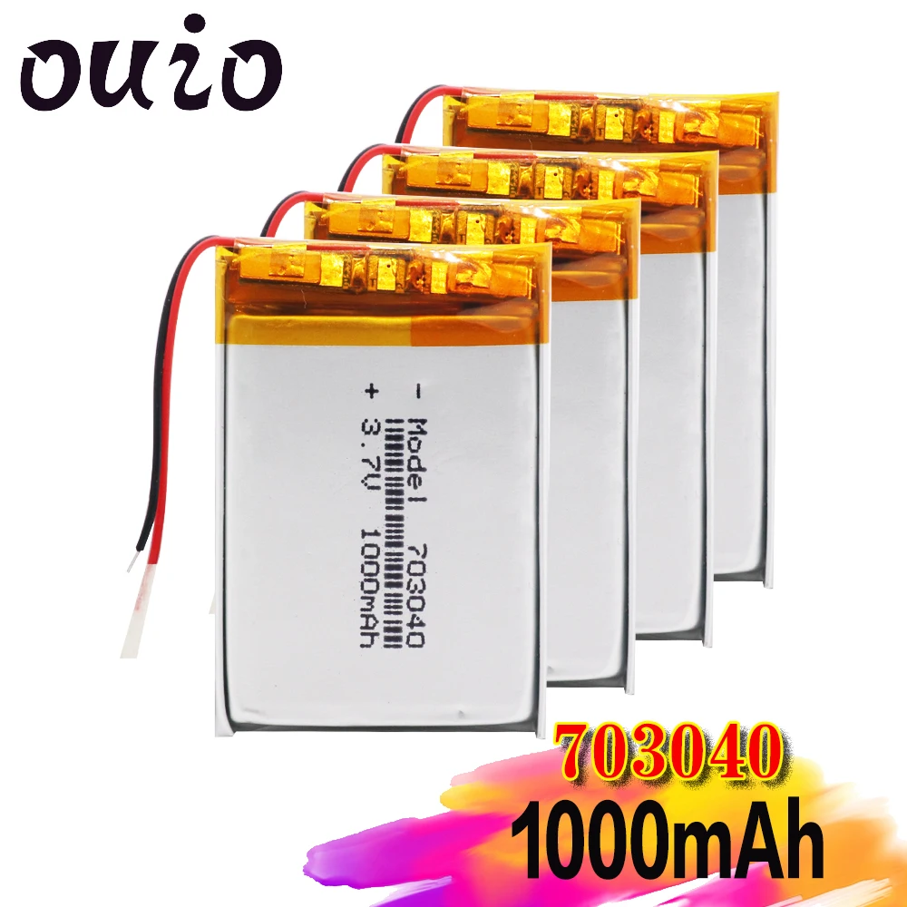 Перезаряжаемая 3 7 V 1000mAh 703040 батарея Li-Po полимерные элементы литий-ионная Lipo для