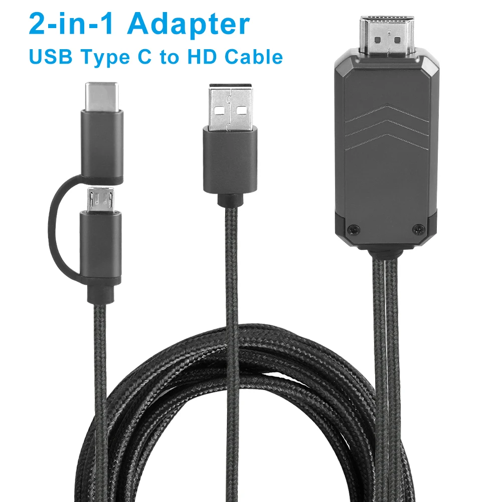 Кабель адаптер USB Type C/Micro к HDMI для телефонов на Android мониторов проекторов ТВ